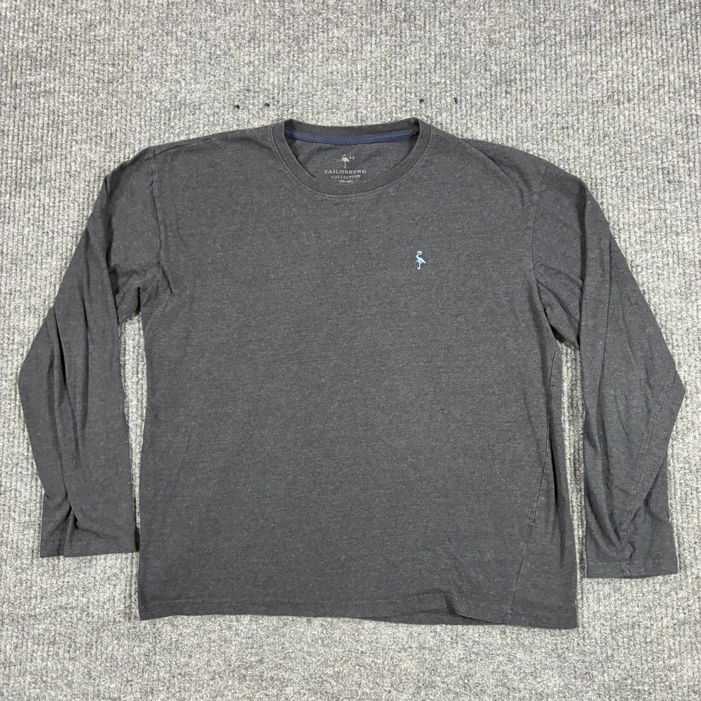 Tailorybrd Collection Crew Neck Shirt Mens XL Gray Embroidered Logo Long Sleeve
